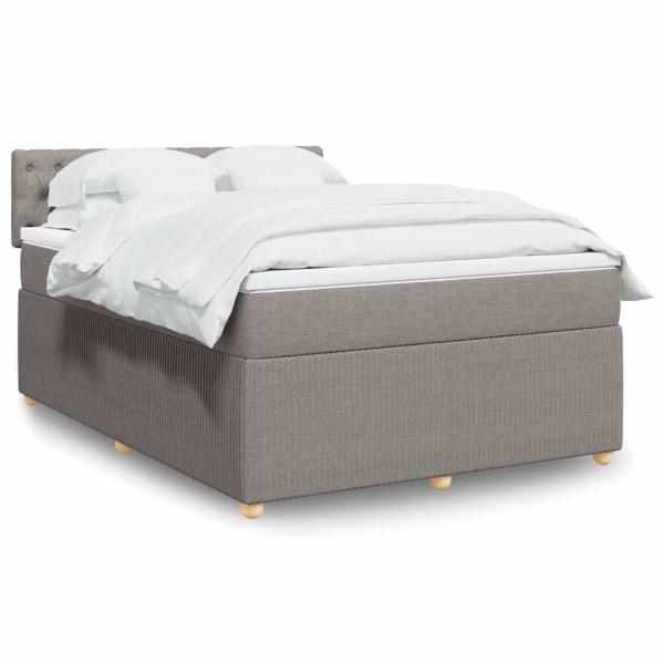 ARDEBO.de - Boxspringbett mit Matratze Taupe 140x190 cm Stoff
