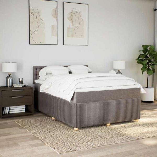 Boxspringbett mit Matratze Taupe 140x190 cm Stoff