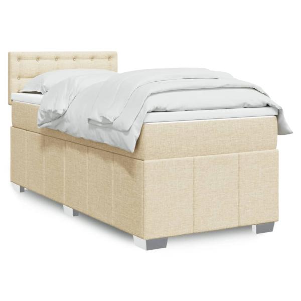 ARDEBO.de - Boxspringbett mit Matratze Creme 90x200 cm Stoff