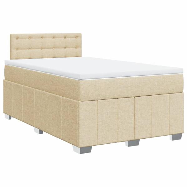 ARDEBO.de - Boxspringbett mit Matratze Creme 120x200 cm Stoff