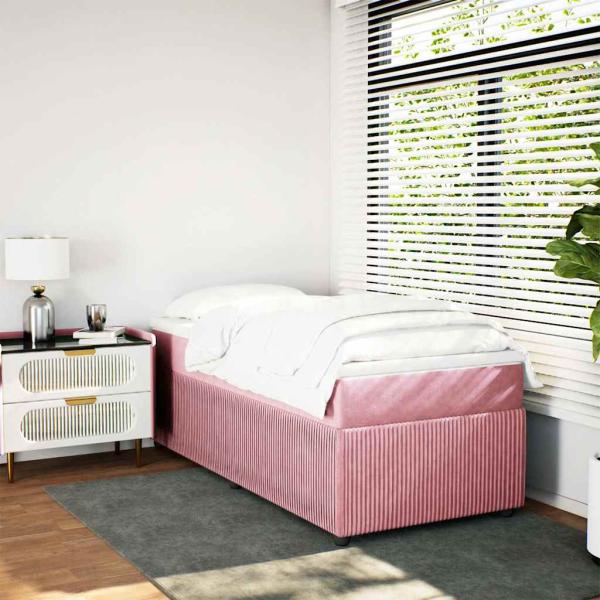 Boxspringbett mit Matratze Rosa 90x190 cm Samt