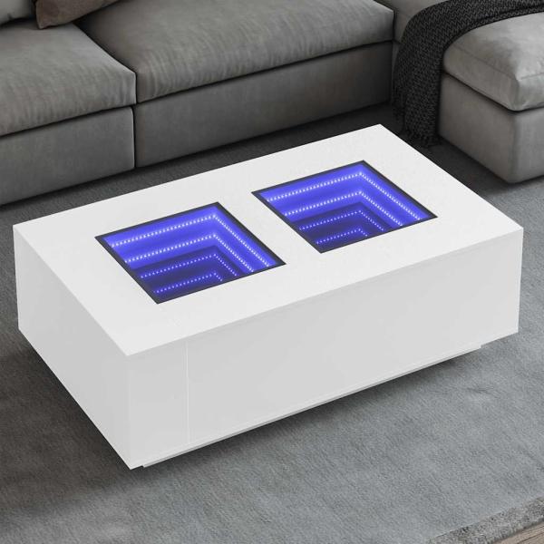 ARDEBO.de - Couchtisch mit Infinity-LED Weiß 116x69x40 cm