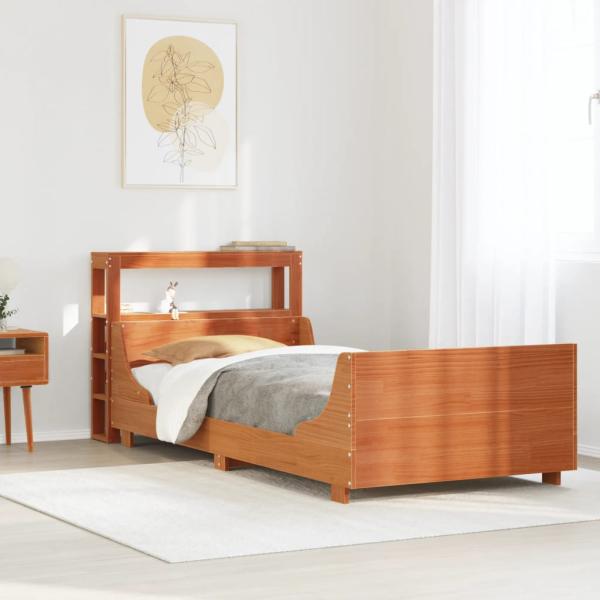 ARDEBO.de - Massivholzbett ohne Matratze Wachsbraun 75x190 cm Kiefernholz