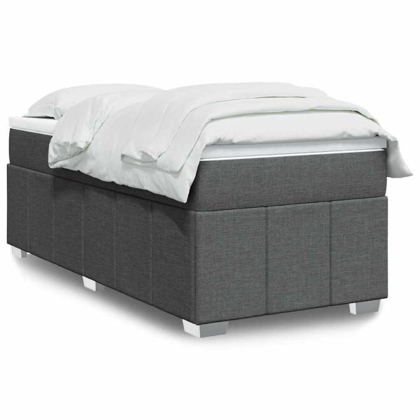 ARDEBO.de - Boxspringbett mit Matratze Dunkelgrau 100x200 cm Stoff