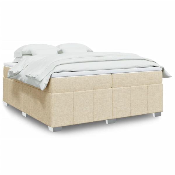 ARDEBO.de - Boxspringbett mit Matratze Creme 200x200 cm Stoff
