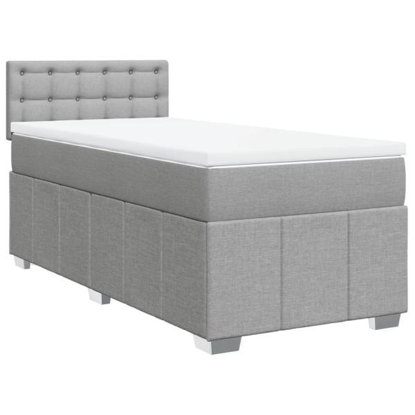 Boxspringbett mit Matratze Hellgrau 90x190 cm Stoff