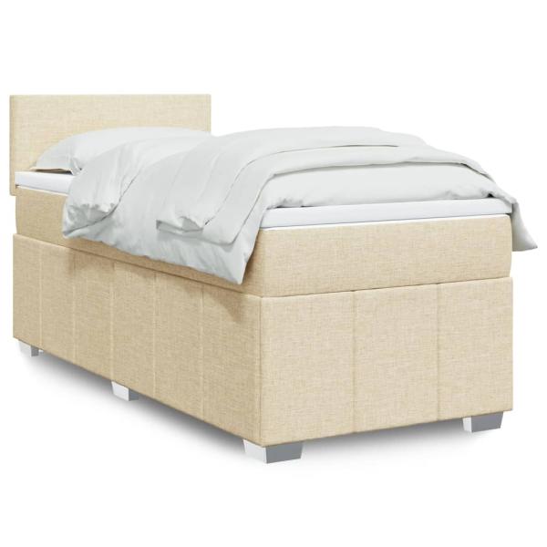 ARDEBO.de - Boxspringbett mit Matratze Creme 90x200 cm Stoff