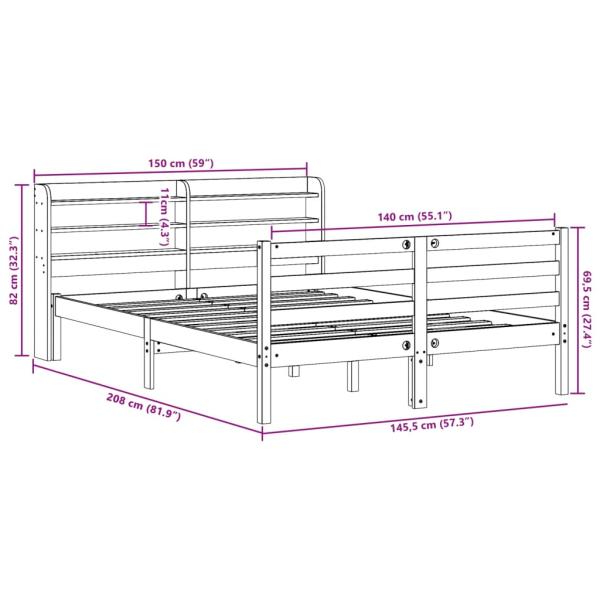 Massivholzbett ohne Matratze Wachsbraun 140x190 cm Kiefernholz