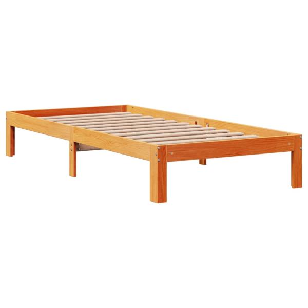 Massivholzbett ohne Matratze Wachsbraun 90x190 cm Kiefernholz
