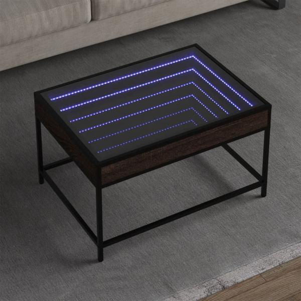 ARDEBO.de - Couchtisch mit Infinity-LED Braun Eichen-Optik 70x50x41 cm