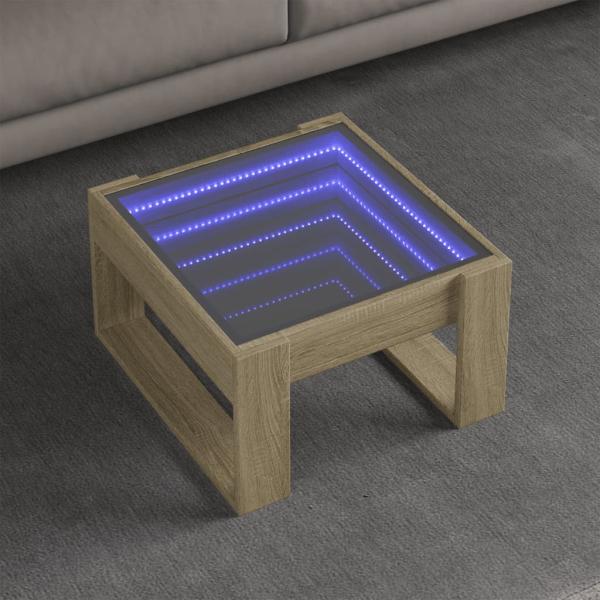 ARDEBO.de - Couchtisch mit Infinity-LED Sonoma-Eiche 50x53x30 cm