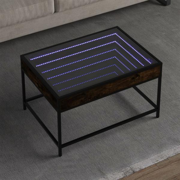 ARDEBO.de - Couchtisch mit Infinity-LED Räuchereiche 70x50x41 cm