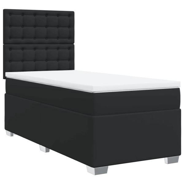 Boxspringbett mit Matratze Schwarz Kunstleder