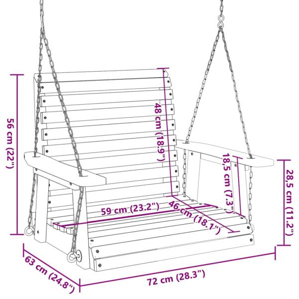 Garten-Hängestuhl mit Metallketten Braun Massivholz Tanne