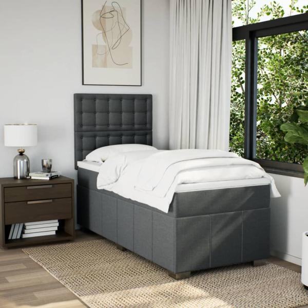 Boxspringbett mit Matratze Dunkelgrau 90x190 cm Stoff
