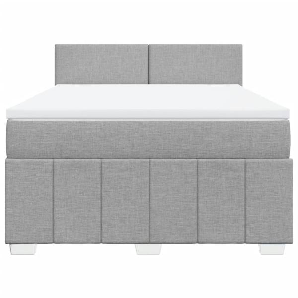 Boxspringbett mit Matratze Hellgrau 140x190 cm Stoff