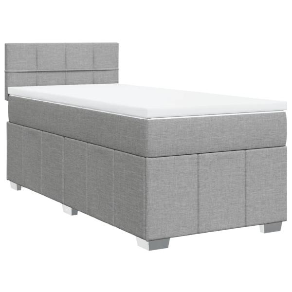 ARDEBO.de - Boxspringbett mit Matratze Hellgrau 100x200 cm Stoff