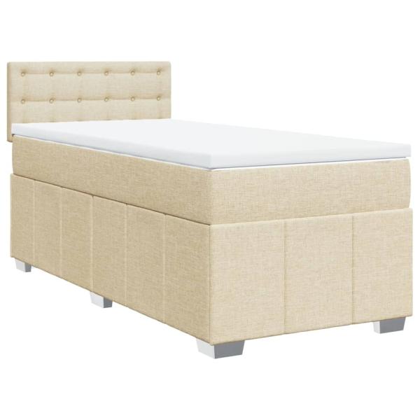 ARDEBO.de - Boxspringbett mit Matratze Creme 100x200 cm Stoff