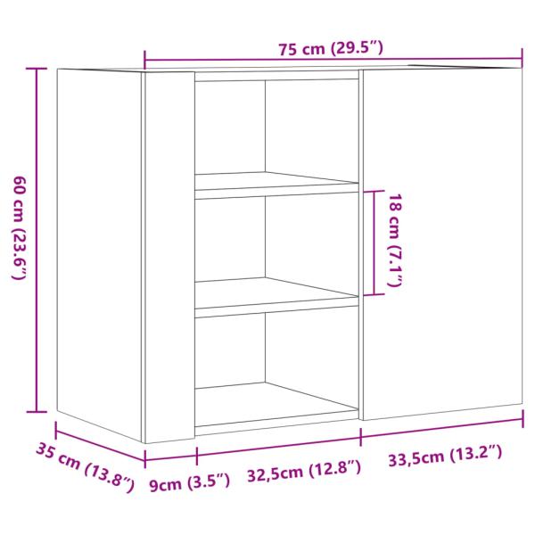 Wandregal Sonoma-Eiche 75x35x60 cm Holzwerkstoff