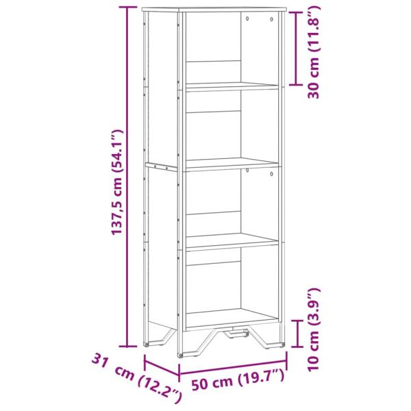 Bücherregal Räuchereiche 50x31x137,5 cm Holzwerkstoff