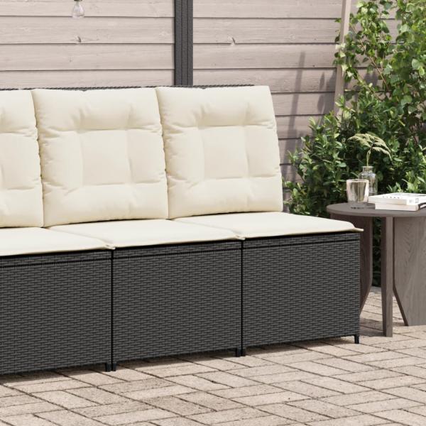 ARDEBO.de - Gartensessel mit Liegefunktion und Kissen Schwarz Poly Rattan