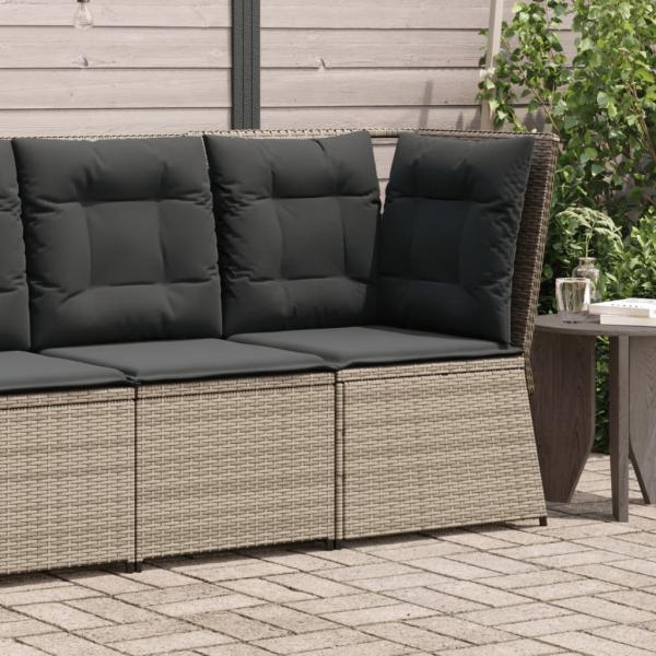 ARDEBO.de - Garten-Ecksofa mit Kissen Grau Poly Rattan