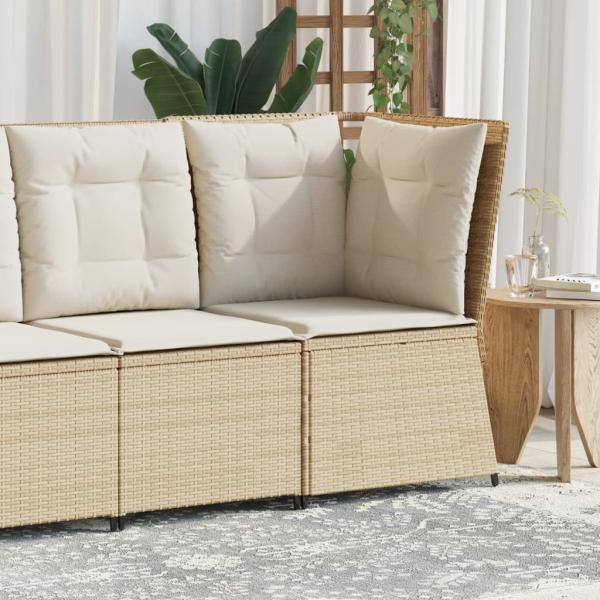 ARDEBO.de - Garten-Ecksofa mit Kissen Beige Poly Rattan