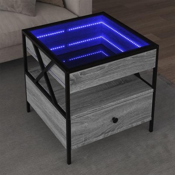 ARDEBO.de - Couchtisch mit Infinity-LED Grau Sonoma 50x50x51 cm