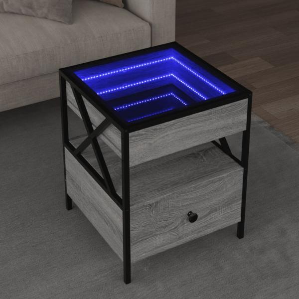 ARDEBO.de - Couchtisch mit Infinity-LED Grau Sonoma 40x40x51 cm