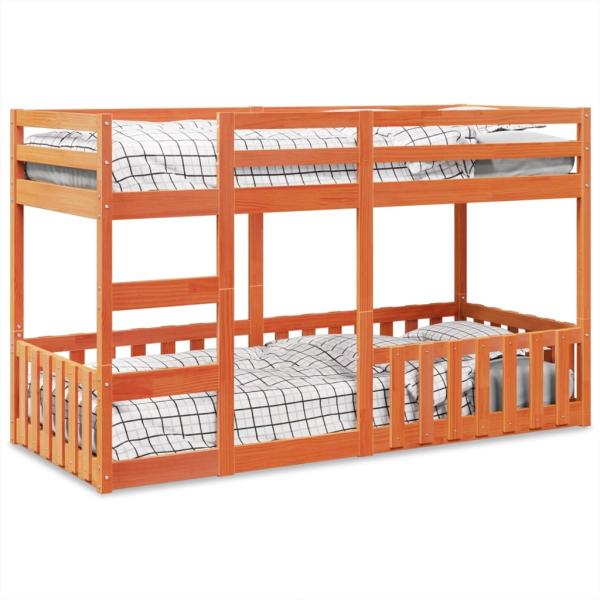 ARDEBO.de - Etagenbett Wachsbraun 90x200 cm Massivholz Kiefer