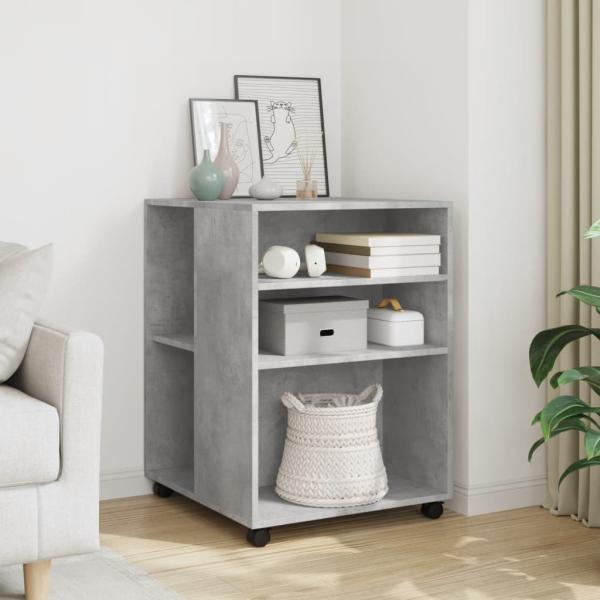 ARDEBO.de - Beistelltisch mit Rollen Betongrau 55x60x78 cm Holzwerkstoff