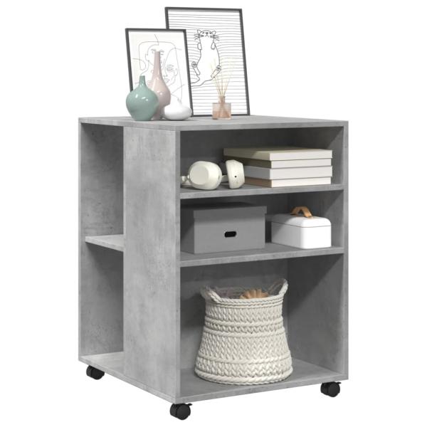 Beistelltisch mit Rollen Betongrau 55x60x78 cm Holzwerkstoff