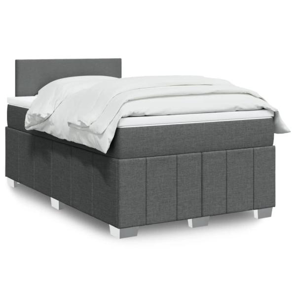 ARDEBO.de - Boxspringbett mit Matratze Dunkelgrau 120x190 cm Stoff