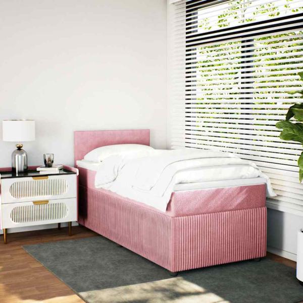 Boxspringbett mit Matratze Rosa 90x200 cm Samt