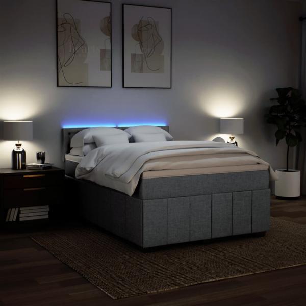 Boxspringbett mit Matratze Hellgrau 160x200 cm Stoff