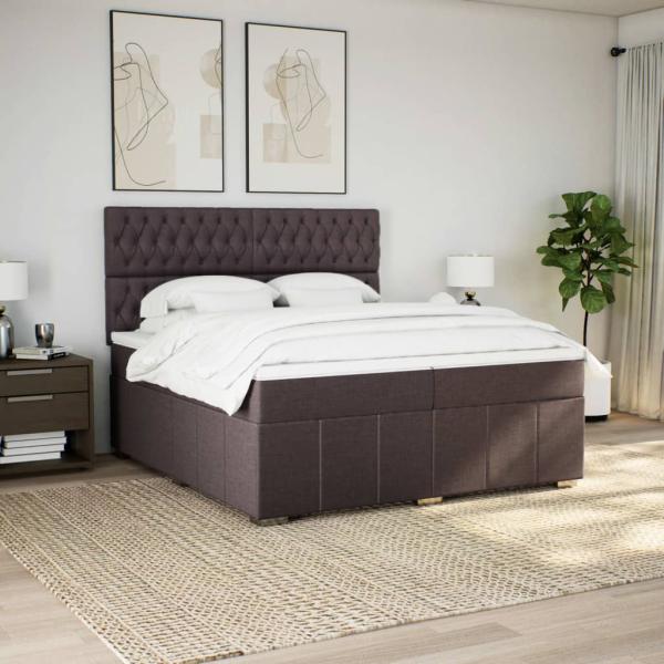 ARDEBO.de - Boxspringbett mit Matratze Dunkelbraun 200x200 cm Stoff