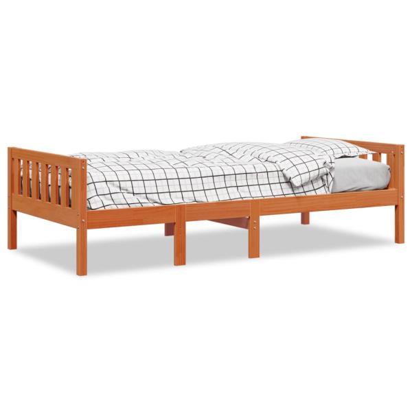 ARDEBO.de - Kinderbett ohne Matratze Wachsbraun 75x190 cm Massivholz Kiefer