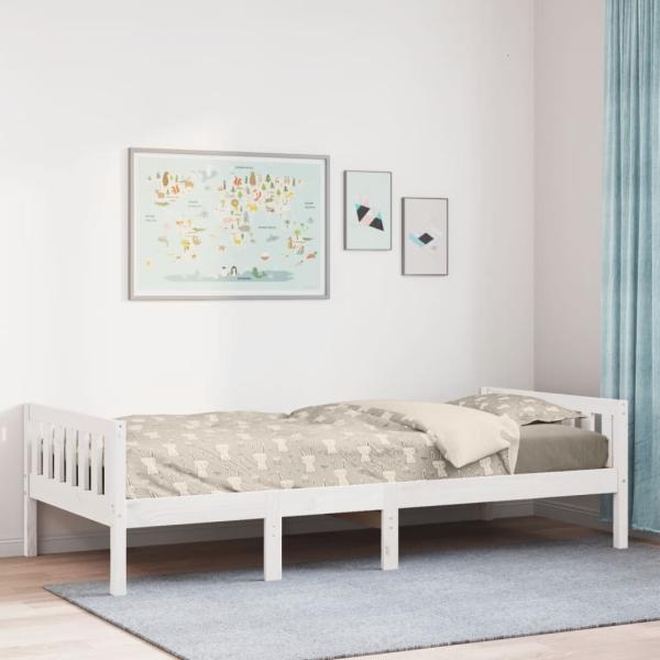 ARDEBO.de - Kinderbett ohne Matratze Weiß 90x200 cm Massivholz Kiefer