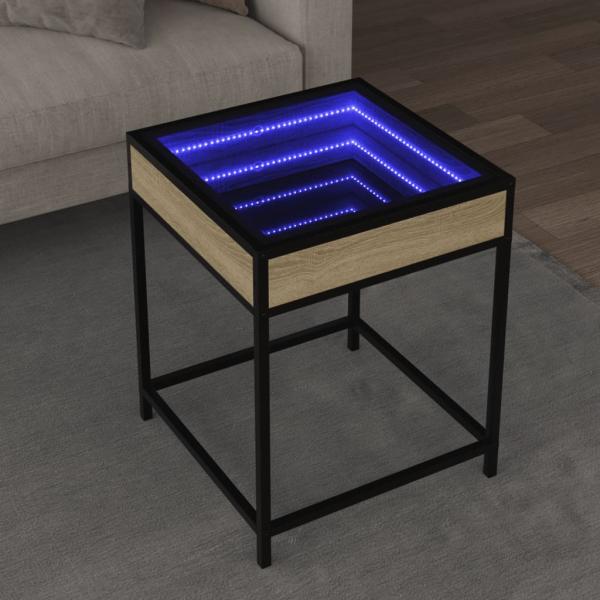 ARDEBO.de - Couchtisch mit Infinity-LED Sonoma-Eiche 40x40x51 cm