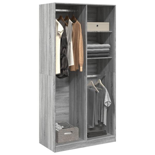 ARDEBO.de - Kleiderschrank Grau Sonoma 100x50x200 cm Holzwerkstoff