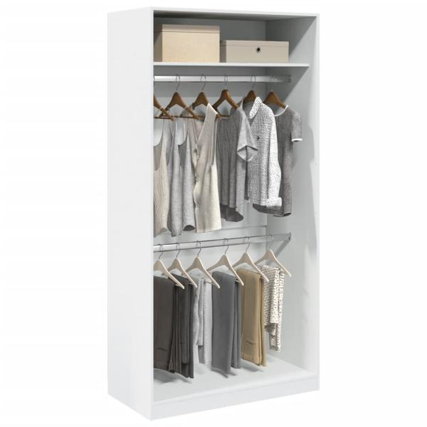 ARDEBO.de - Kleiderschrank Weiß 100x50x200 cm Holzwerkstoff