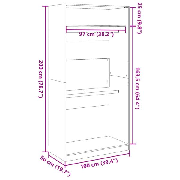 Kleiderschrank Weiß 100x50x200 cm Holzwerkstoff