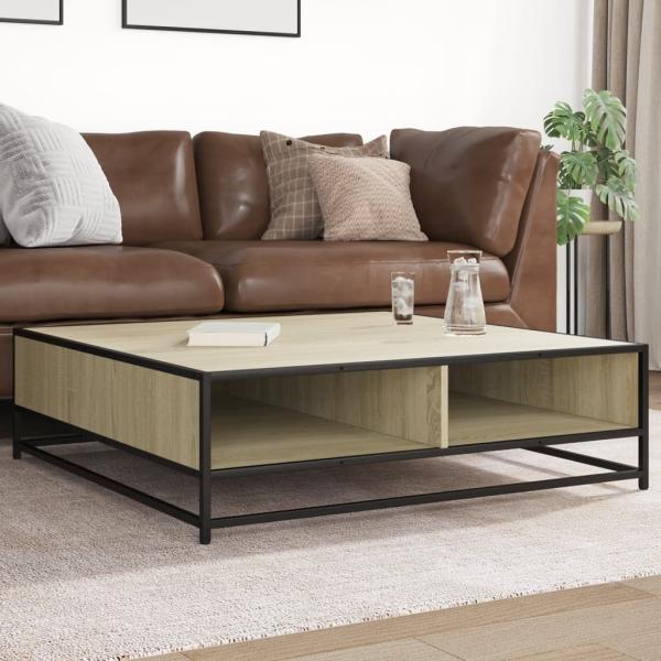 ARDEBO.de - Couchtisch Sonoma-Eiche 100x100x30 cm Holzwerkstoff und Metall
