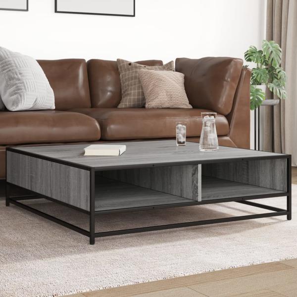ARDEBO.de - Couchtisch Grau Sonoma 100x100x30 cm Holzwerkstoff und Metall