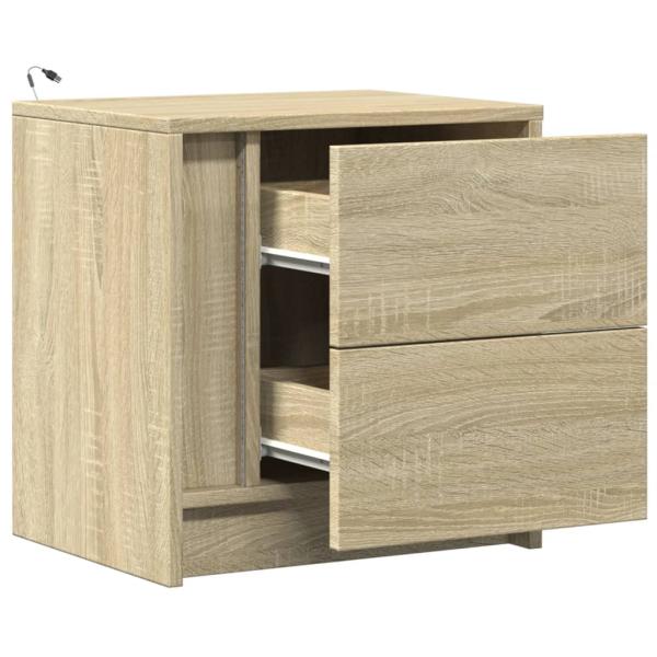 Nachttische mit LED-Leuchten 2 Stk. Sonoma Eiche Holzwerkstoff