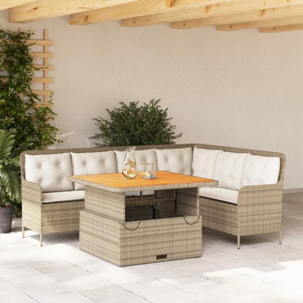 ARDEBO.de - 2-tlg. Garten-Sofagarnitur mit Kissen Beige Poly Rattan