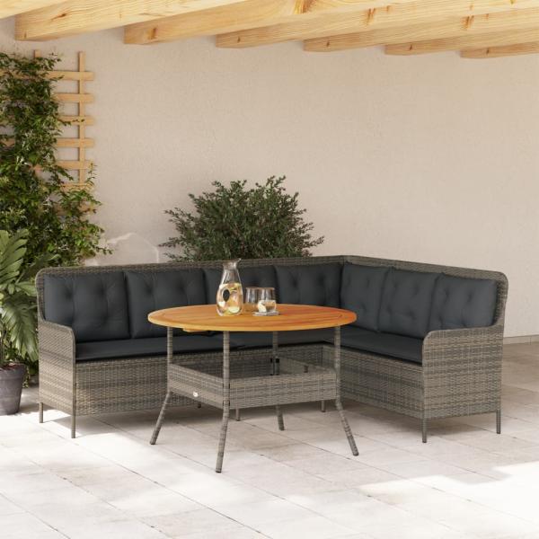ARDEBO.de - 2-tlg. Garten-Sofagarnitur mit Auflagen Poly Rattan Grau