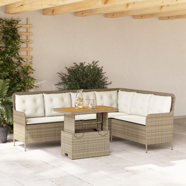 ARDEBO.de - 2-tlg. Garten-Sofagarnitur mit Kissen Beige Poly Rattan