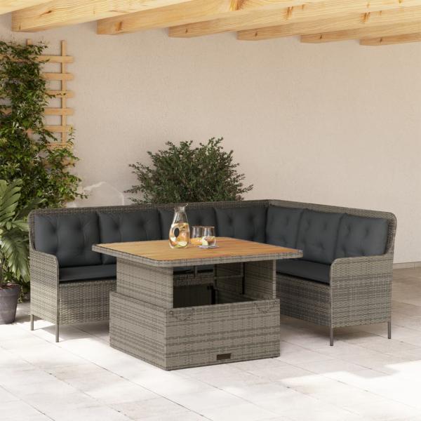 ARDEBO.de - 2-tlg. Garten-Sofagarnitur mit Auflagen Poly Rattan Grau