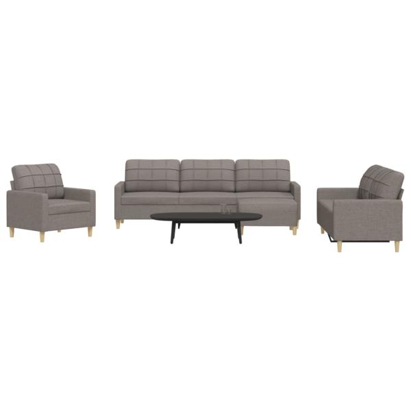 ARDEBO.de - 4-tlg. Sofagarnitur mit Fußhocker Taupe Stoff